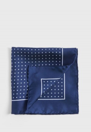 Paul Stuart Silk Twill Dot Print Navy / White | NZ_PAUL82111