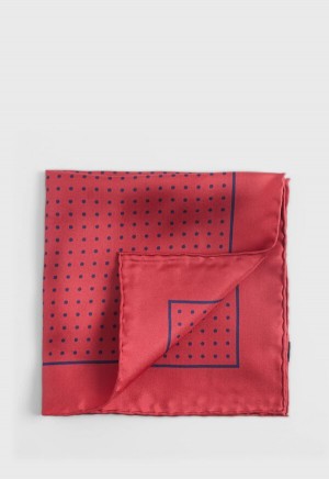 Paul Stuart Silk Twill Dot Print Red / Navy | NZ_PAUL54359