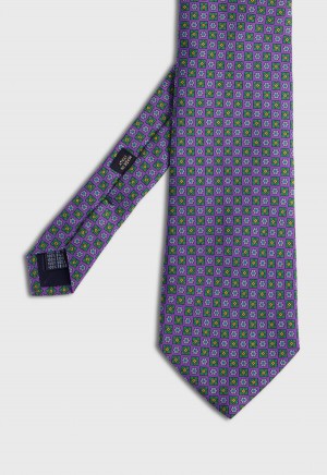Paul Stuart Silk Twill Floral Medallion Purple | NZ_PAUL28013