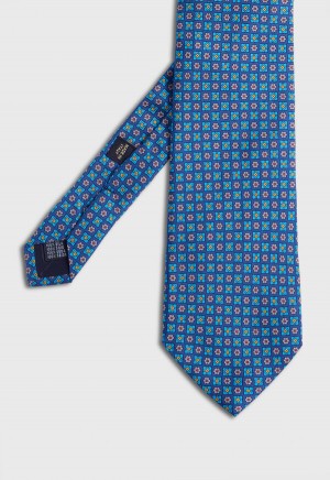 Paul Stuart Silk Twill Floral Medallion Blue | NZ_PAUL37178