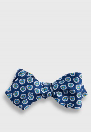 Paul Stuart Silk Twill Micro Floral Bow Blue | NZ_PAUL63247