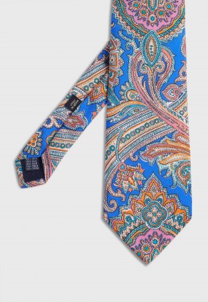 Paul Stuart Silk Twill Paisley Print Indigo | NZ_PAUL58794