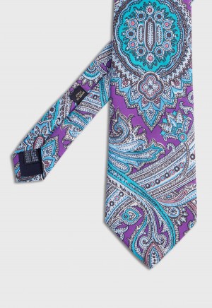 Paul Stuart Silk Twill Paisley Print Lavender | NZ_PAUL85747