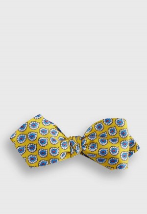 Paul Stuart Silk Twill Tossed Paisley Bow Yellow | NZ_PAUL73626