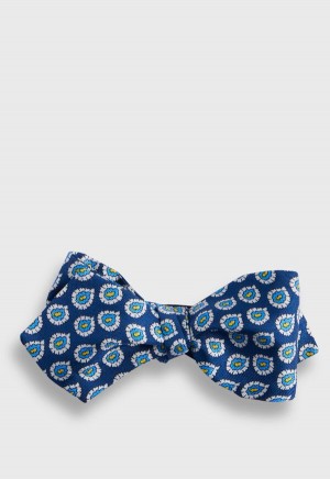 Paul Stuart Silk Twill Tossed Paisley Bow Blue | NZ_PAUL10426