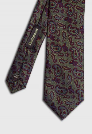 Paul Stuart Small Jacquard Paisley Olive | NZ_PAUL67686