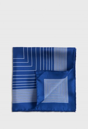 Paul Stuart Square Pattern Silk Blue | NZ_PAUL79922
