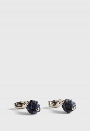 Paul Stuart Sterling Silver with Sodalite Carved Knot Cufflinks Blue | NZ_PAUL39396