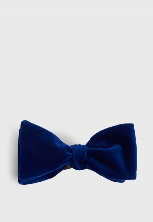 Paul Stuart Stretch Velvet Blunt Edge Bow Blue | NZ_PAUL13512