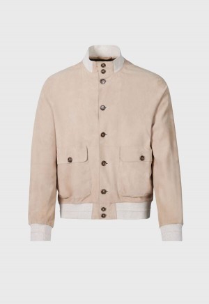Paul Stuart Suede Button Front Blouson Jacket Brown | NZ_PAUL92940