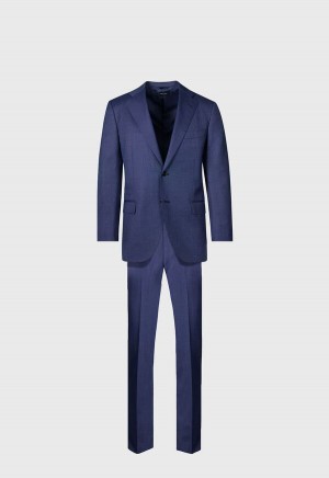 Paul Stuart Super 120s Pindot Wool Andrew Blue | NZ_PAUL27715