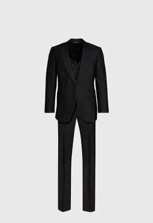 Paul Stuart Super 120s Wool Paul Tuxedo Black | NZ_PAUL12134