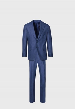 Paul Stuart Super 120s Wool Stripe Suit Blue | NZ_PAUL24292