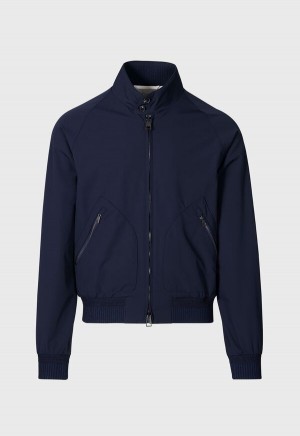 Paul Stuart Technical Jersey Bomber Jacket Navy | NZ_PAUL64032