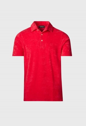 Paul Stuart Terry Cloth Short Sleeve Red | NZ_PAUL54961