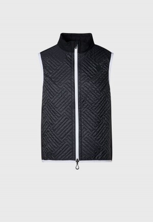 Paul Stuart Tonal Parquet Logo Vest Black | NZ_PAUL76446