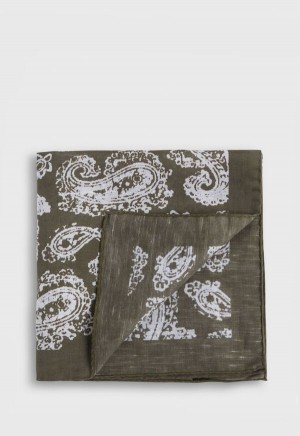 Paul Stuart Tossed Paisley Print Olive | NZ_PAUL78822