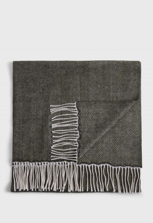 Paul Stuart Wool Chevron Scarf Olive | NZ_PAUL69527
