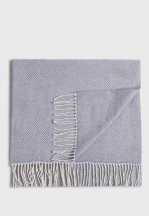Paul Stuart Wool Chevron Scarf Silver | NZ_PAUL50960