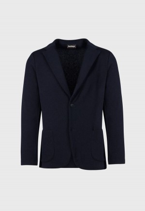 Paul Stuart Wool Knit Blazer Navy | NZ_PAUL76827