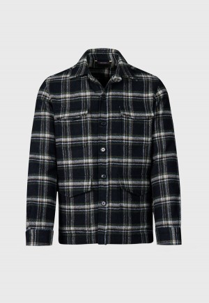 Paul Stuart Wool Plaid Shirt Jacket Black / Multicolor | NZ_PAUL16650