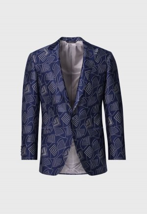 Paul Stuart Wool Silk Deco Dinner Navy | NZ_PAUL22997
