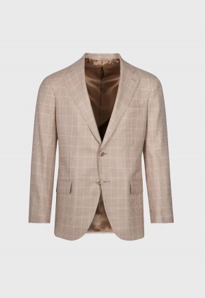 Paul Stuart Wool Silk Plaid Brown | NZ_PAUL95280
