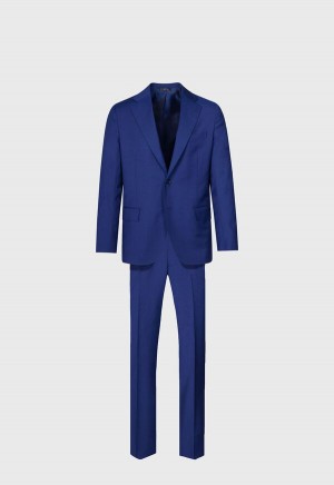 Paul Stuart Wool Tick Weave Suit Blue | NZ_PAUL15450