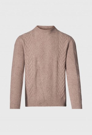 Paul Stuart Wool & Cashmere Cable Crewneck Beige | NZ_PAUL95994