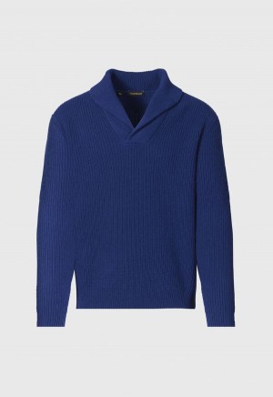 Paul Stuart Wool & Cashmere Shawl Collar Blue | NZ_PAUL33268