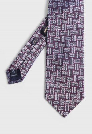 Paul Stuart Woven Silk Deco Burgundy | NZ_PAUL55740