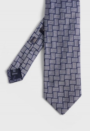 Paul Stuart Woven Silk Deco Navy | NZ_PAUL60707