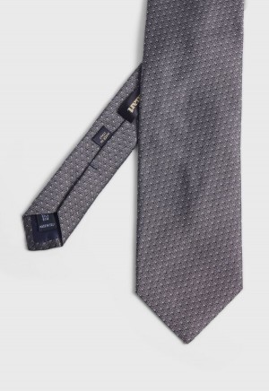 Paul Stuart Woven Silk Micro Pattern Silver | NZ_PAUL38198