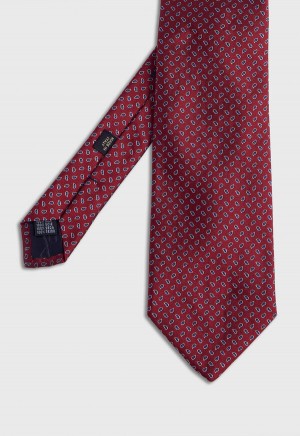 Paul Stuart Woven Silk Micro Pine Motiff Red | NZ_PAUL16907