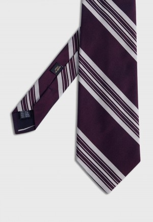 Paul Stuart Woven Silk Stripe Burgundy | NZ_PAUL46701