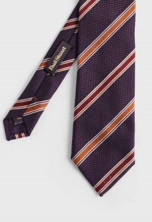 Paul Stuart Woven Silk Textured Stripe Purple | NZ_PAUL85043
