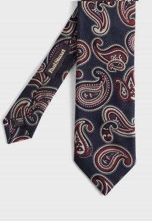 Paul Stuart Woven Silk Tossed Pine Navy | NZ_PAUL78666