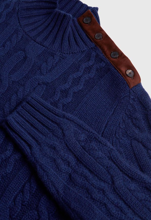 Paul Stuart All Over Cable Mock Neck Blue | NZ_PAUL43337
