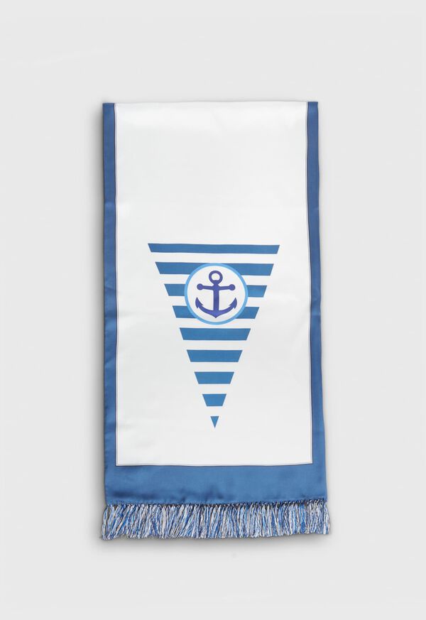 Paul Stuart Anchor Printed Silk Scarf Blue | NZ_PAUL30551
