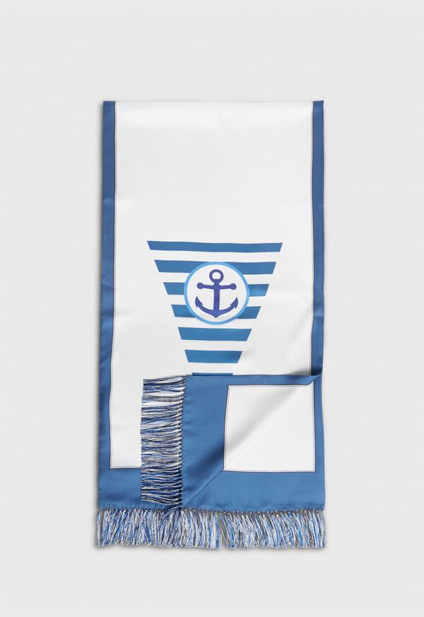 Paul Stuart Anchor Printed Silk Scarf Blue | NZ_PAUL30551