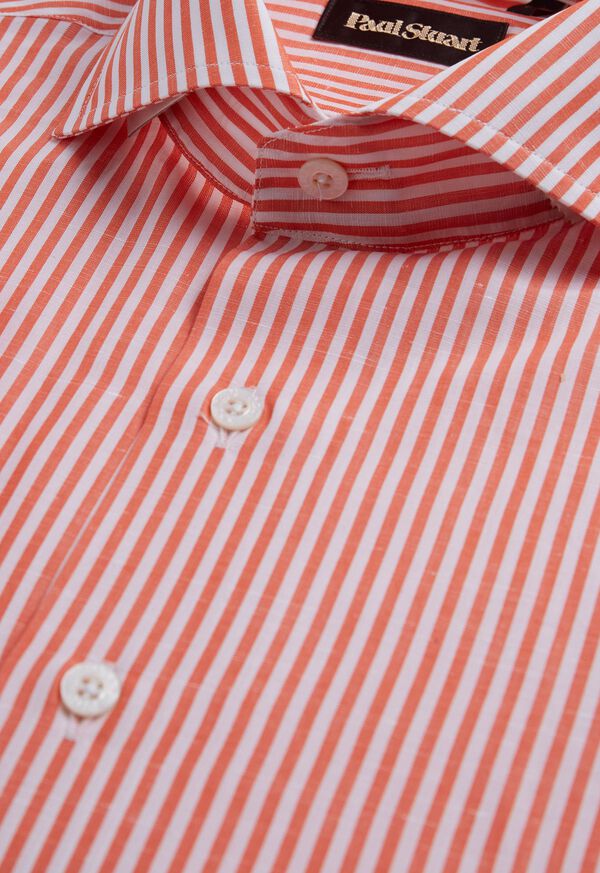 Paul Stuart Bengal Stripe Cotton & Linen Orange | NZ_PAUL22800