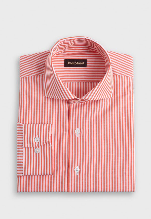 Paul Stuart Bengal Stripe Cotton & Linen Orange | NZ_PAUL22800