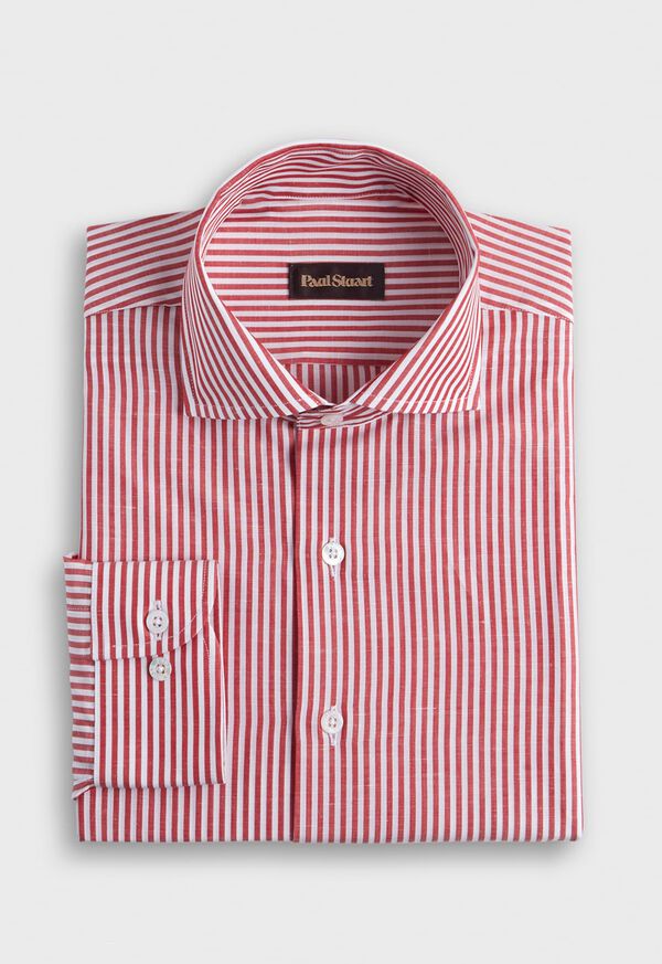 Paul Stuart Bengal Stripe Cotton & Linen Red | NZ_PAUL86813