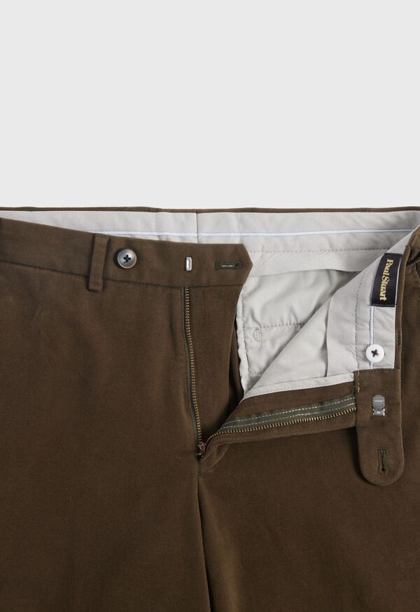 Paul Stuart Brushed Cotton Plain Front Newton Dark Olive | NZ_PAUL25786