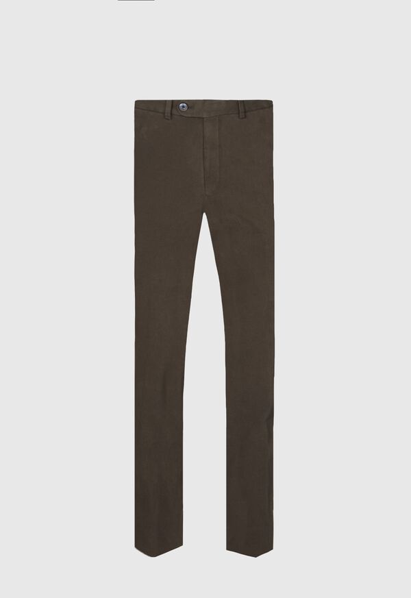 Paul Stuart Brushed Cotton Plain Front Newton Dark Olive | NZ_PAUL25786
