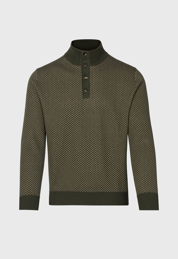 Paul Stuart Button Mock Neck Olive | NZ_PAUL89160