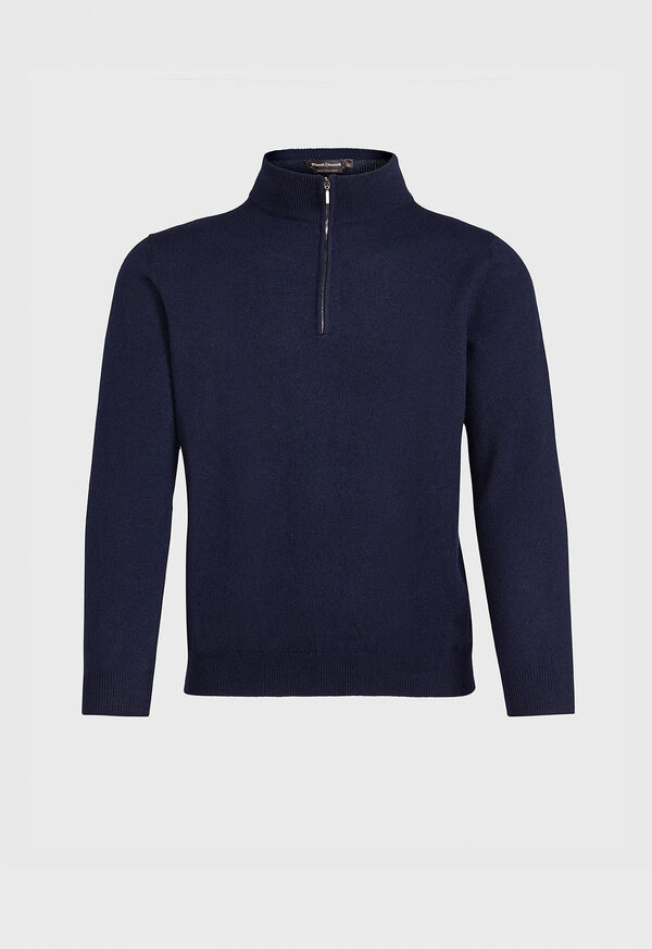 Paul Stuart Cashmere 1/4 Zip Blue | NZ_PAUL78361