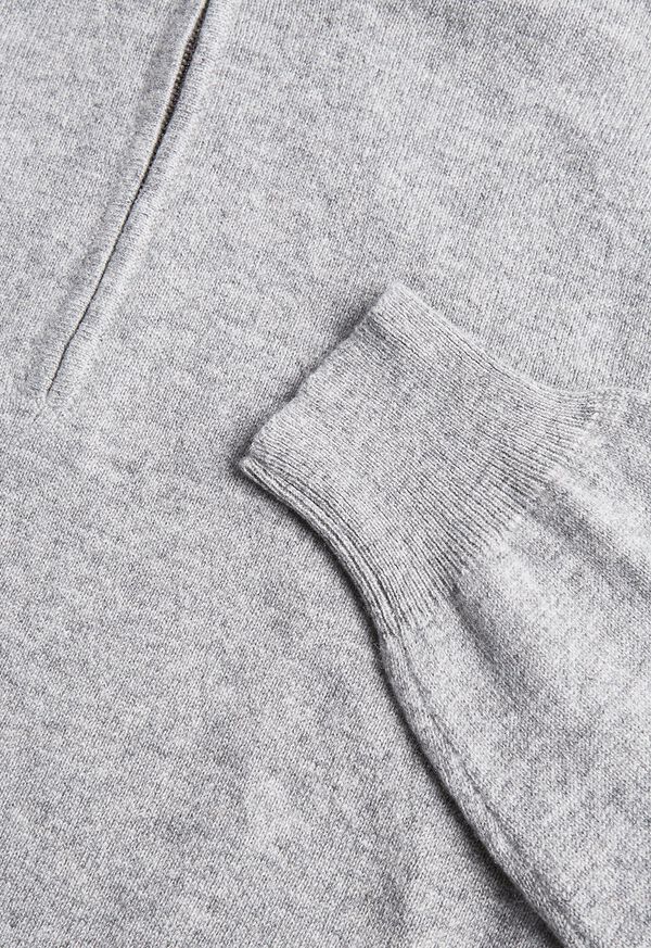 Paul Stuart Cashmere 1/4 Zip Light Grey | NZ_PAUL74484