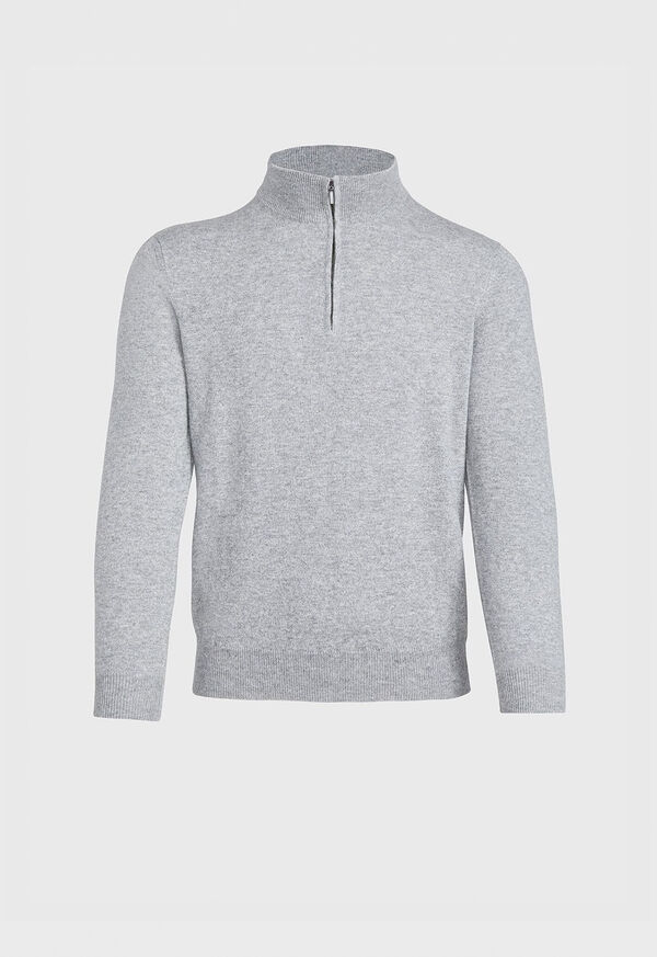 Paul Stuart Cashmere 1/4 Zip Light Grey | NZ_PAUL74484
