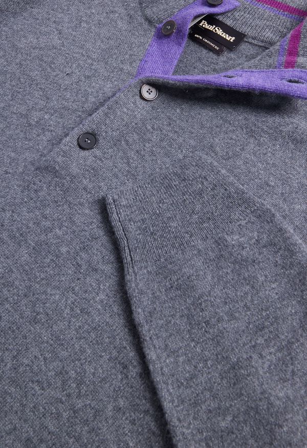 Paul Stuart Cashmere Button Mock Neck Grey | NZ_PAUL87297
